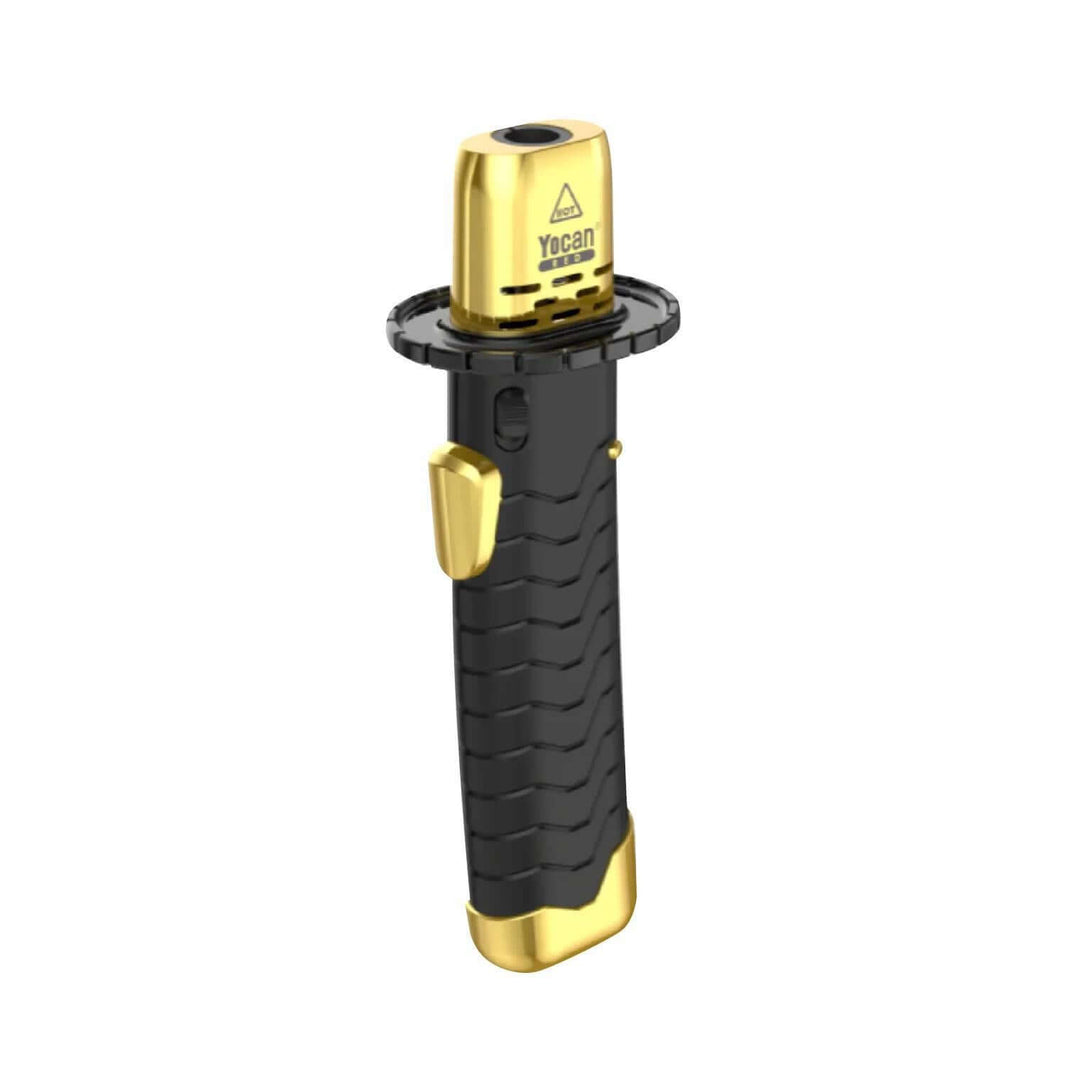 Yocan Red Katana Torch in black and gold, designed for smokers and vapors, showcasing ergonomic grip and efficient functionality.