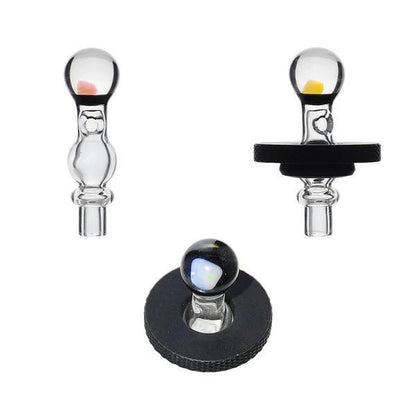 CaliBear Glass Dr Dabber Switch 2 Joystick carb Cap - Round Clear w/ Encased Opal