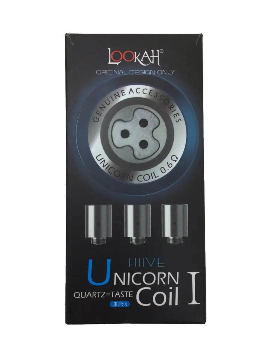Lookah Unicorn Hive Coil I packaging with 3 quartz coils for enhanced vaping experience.