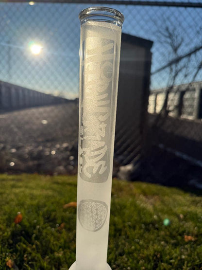 Highgrade Glass Flower Beaker - Sandblasted Sacred Geometry 14mm 45°