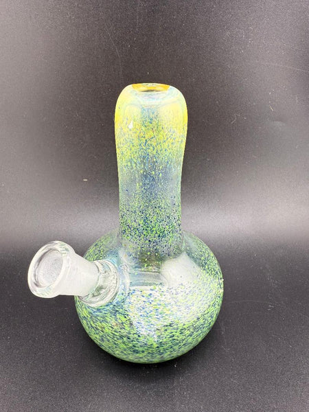 Filla John Mini Rig Wrap And Rake Beaker 10mm 45° in vibrant mixed frit colors and unique beaker design.