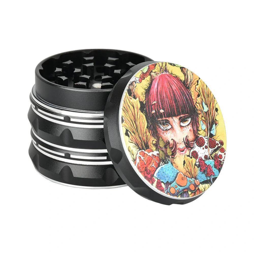 Sean Dietrich 4-Piece Grinder 2.25" with colorful artistic lid design for precision herb grinding.