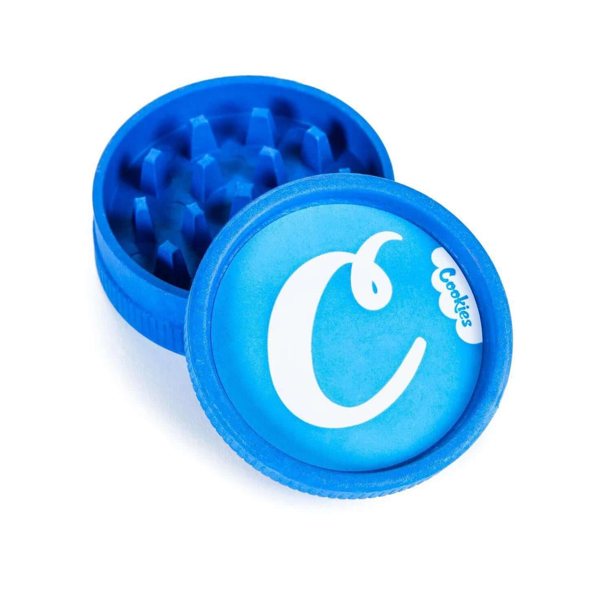 Santa Cruz Cookies 2pc Hemp Grinder in vibrant blue, eco-friendly and biodegradable design for cannabis enthusiasts.