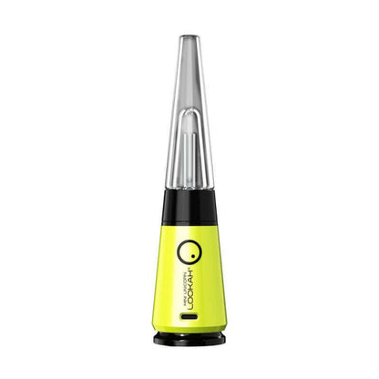 Lookah Unicorn Mini Electric Dab Rig in vibrant yellow with glass bubbler and magnetic top for easy loading.