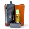 Cheech 510 Cart Battery displayed with a leather-wrapped portable design and a cartridge.