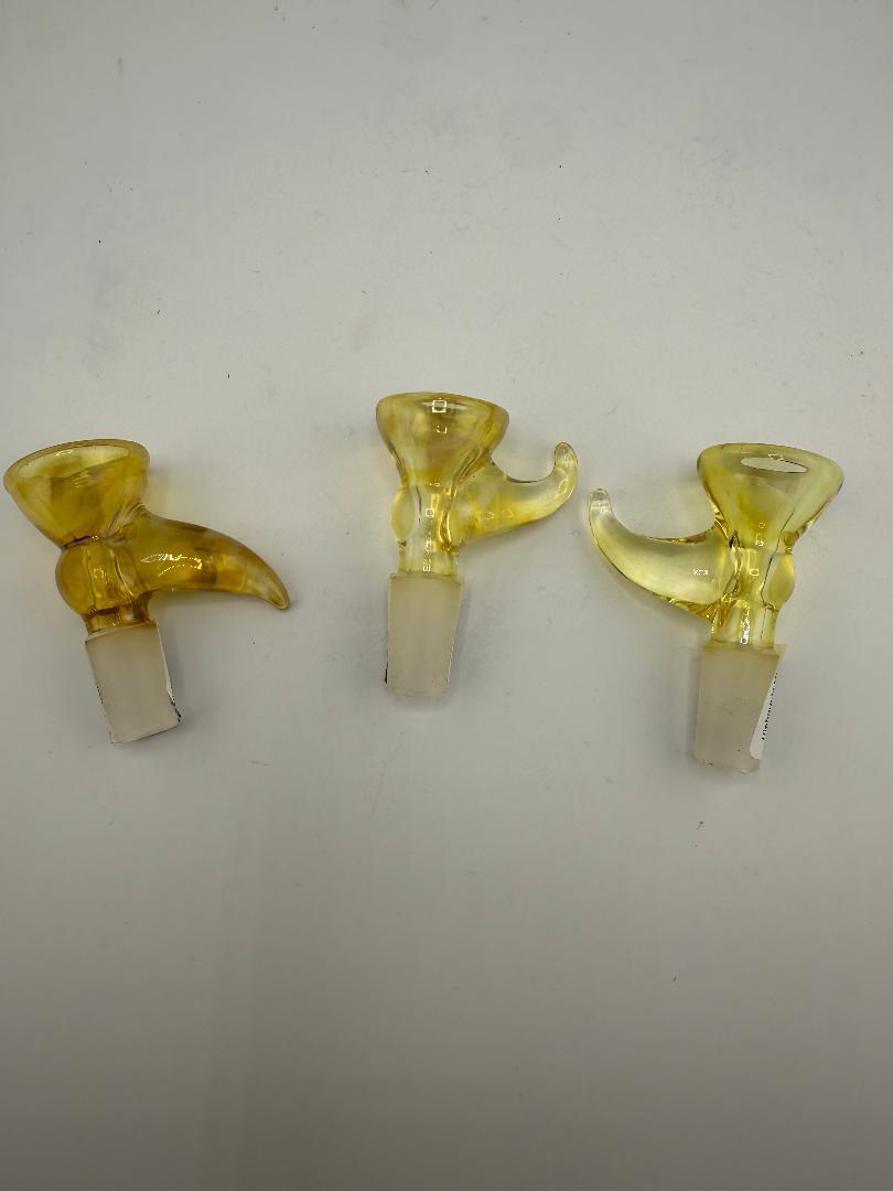 Highgrade Glass Fumed Martini Bowls in yellow, 14mm sizes, showcasing unique craftsmanship and vibrant design.
