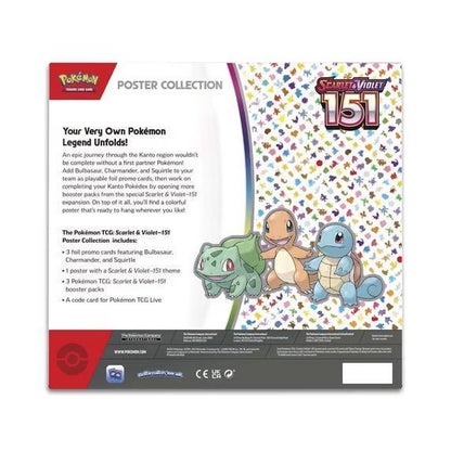 Pokémon TCG Scarlet & Violet 151 Poster Collection - Bulbasaur, Charmander & Squirtle | 3 Booster Packs