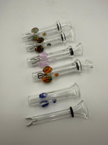 Handcrafted home blown glass color accented sliders in various designs and vibrant colors.