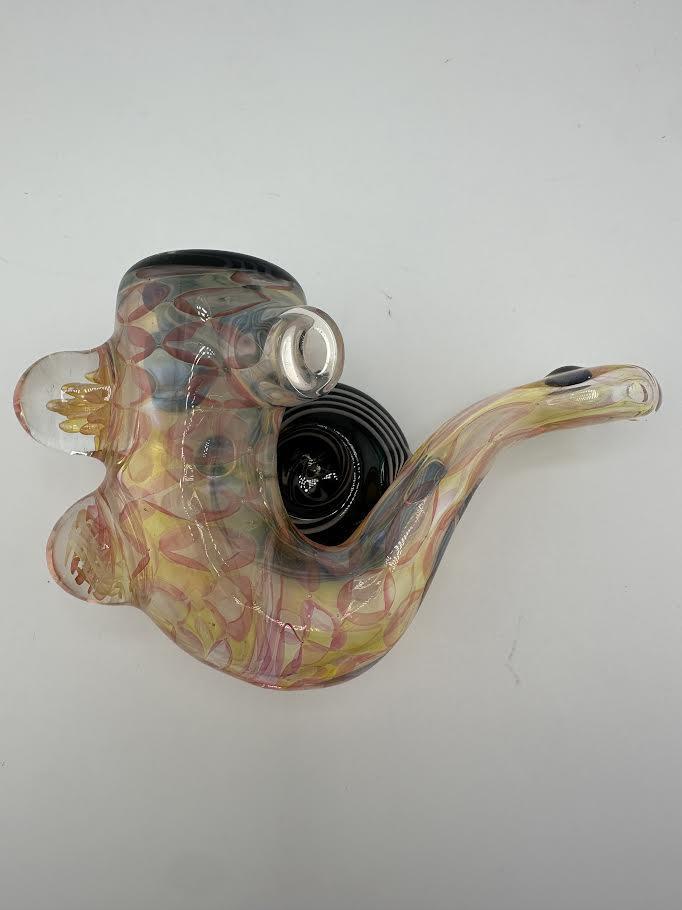 Highgrade Glass Sherlock Pipe - Fumed Checkerboard w/ wig wag pendant