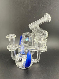 Crondo Glass Clear Double Recycler W Blue Horns & Opal Attachment 10mm 90°