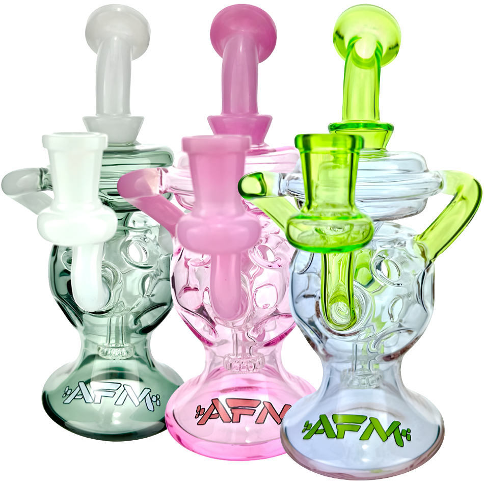 AFM Glass 7.5" Swiss Double Color Glass Recycler Dab Rig TX063 14mm 90°