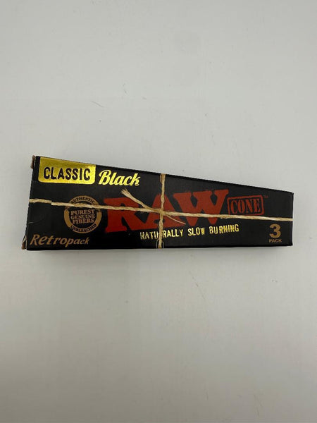 RAW Rolling Papers Classic Black Retro King Size Cones 6pc