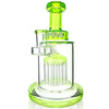 AFM Glass 8 Arm Tree Perc Rig TX544, clear glass with green accents, ideal for smooth, filtered smoking sessions.