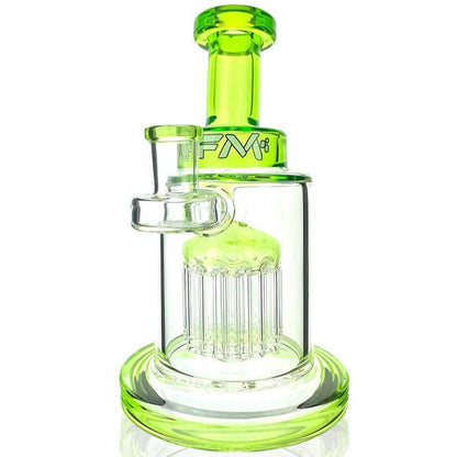 AFM Glass 8 Arm Tree Perc Rig TX544, clear glass with green accents, ideal for smooth, filtered smoking sessions.