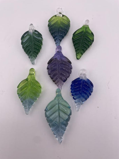 Madelyn Glass Pendant- Small Leaf