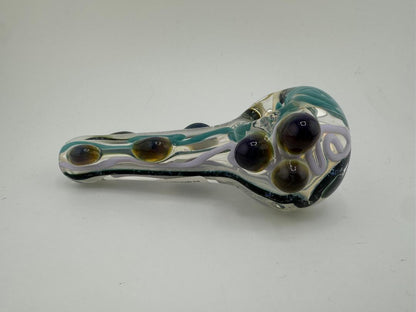 Crondo Glass Dry Pipe - Clear Inside Out  Squiggle with Tactile Dots
