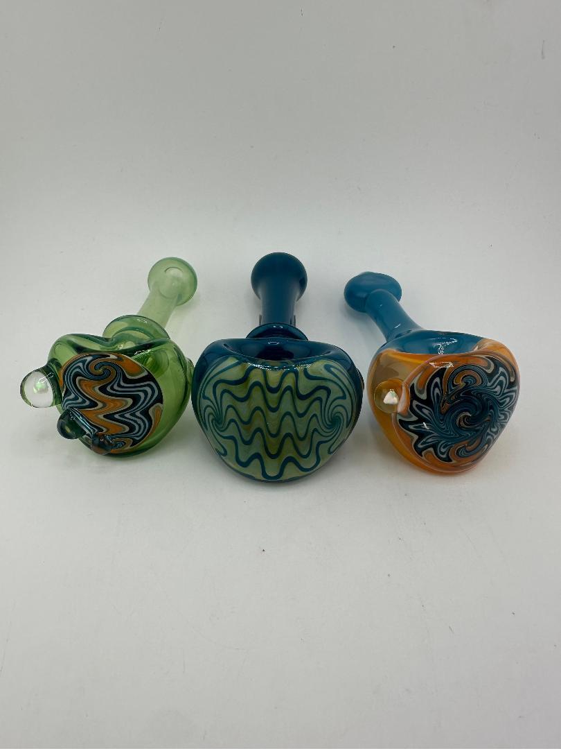 Mank Glass Dry Pipe - Full Color w/ Wig Wag Cap & Opal Attachment