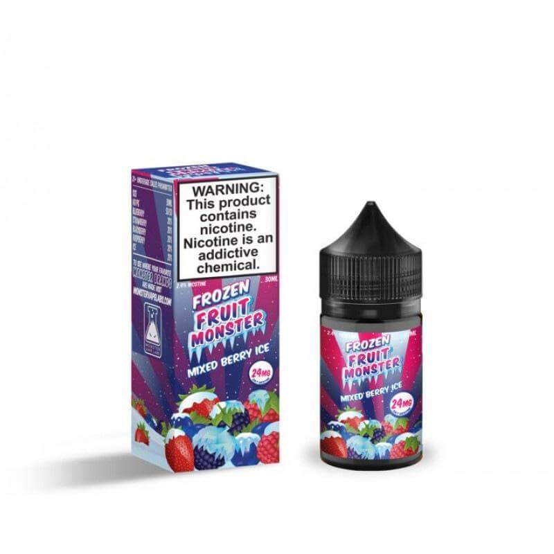 Frozen Fruit Monster Salt Nic 30ml Mixed Berry Ice e-liquid with a warning label for nicotine.