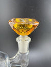 14mm diamond cut bowl in amber color, designed for a seamless fit and enhanced smoking experience.