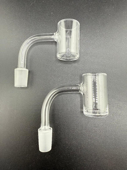 ESB Titty Quartz Banger 14mm 90, featuring two clear quartz bangers with angled necks, ideal for dabbing enthusiasts.