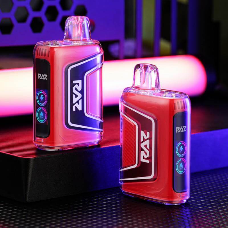 Raz TN9000 Disposable Nicotine Vape placed on a stylish surface, showcasing vibrant design and features.