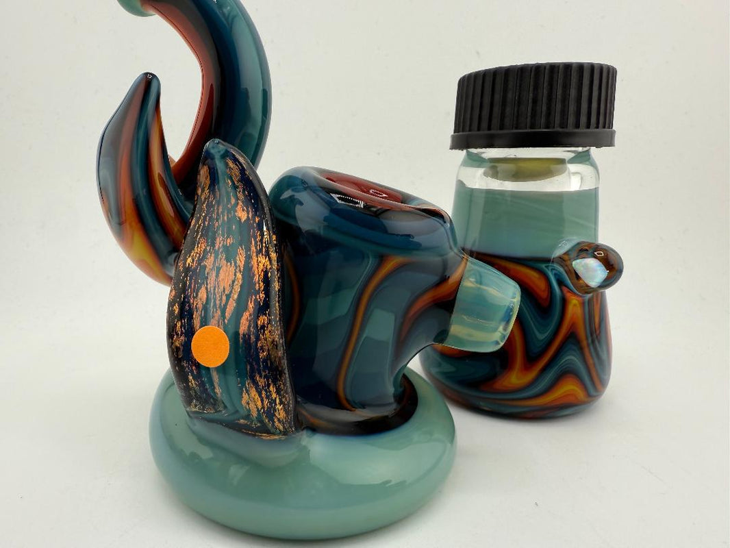 Highgrade Glass Jar & Pipe Set Teal