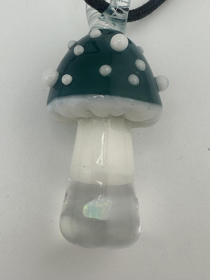 Crondo Glass Pendant - Mushroom with Encased Opal