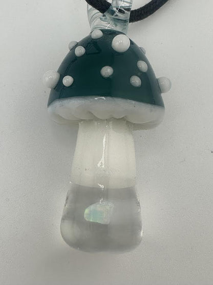 Crondo Glass Pendant - Mushroom with Encased Opal