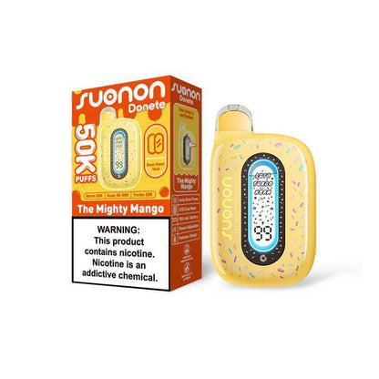 Suonon Donete 50k Disposable Vape featuring The Mighty Mango flavor with 50,000 puffs capacity.