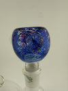 14mm Glass Distractions Dichro Push Bowl featuring vibrant blue color and intricate design, perfect for water pipes.