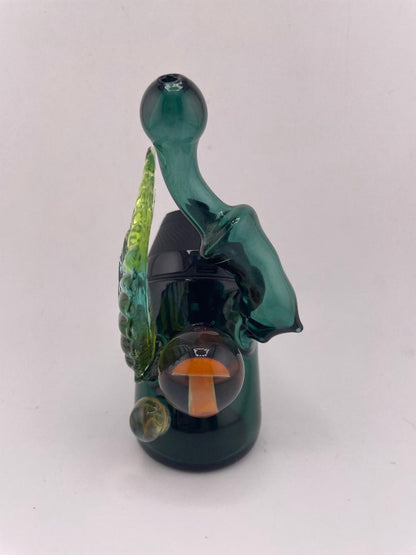 Brando Glass Puffco Proxy Glass - Teal Sherlock w/ Leaf & Mushroom Marble Attachment