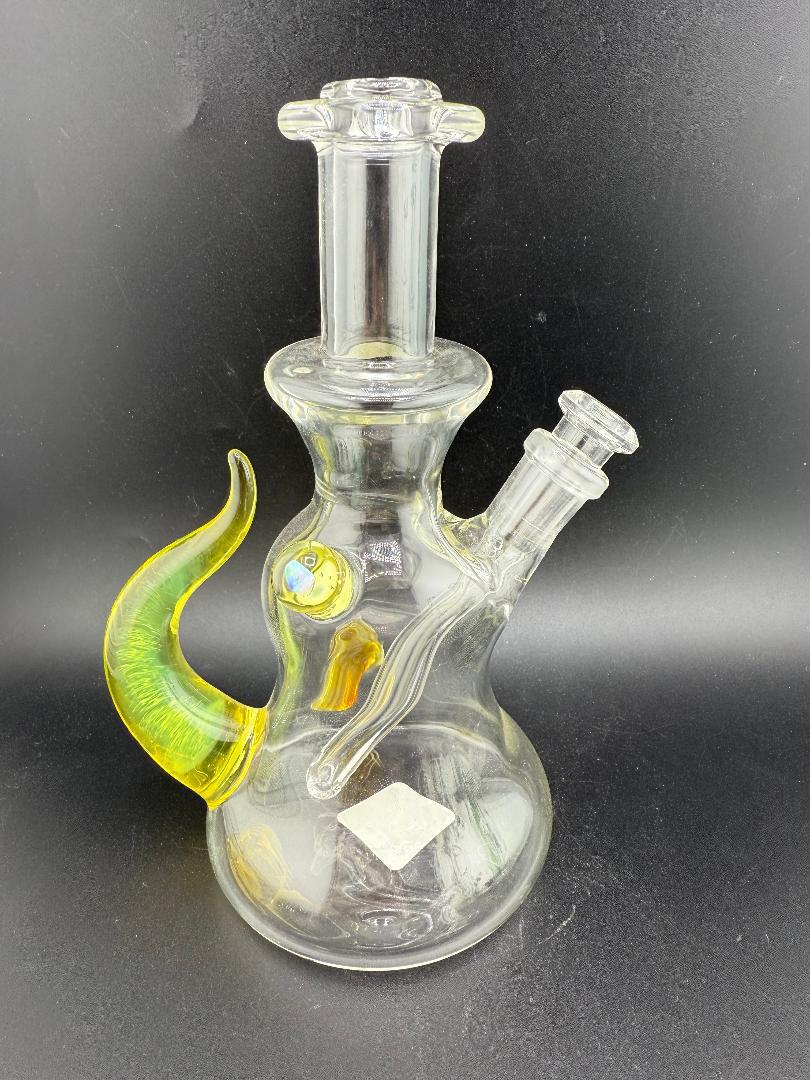 Pugsley Glass Straight Neck Jammer Rig w/ Colored Horn & Opal 10mm 45°