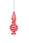 Toxic Glass Christmas Ornament Hand Pipe with red and white spirals, festive holiday smoking accessory.