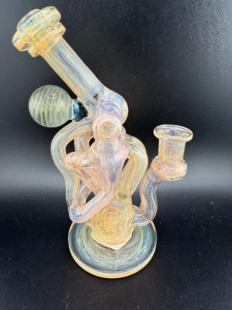 Domer Glass x Brando Welk (Montage Glass) Mini Gold Fumed Quad Uptake Recycler 10mm