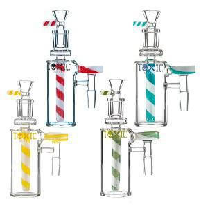 Toxic Glass Swirl 14mm/90 Ashcatcher collection featuring colorful striped designs in various colors.