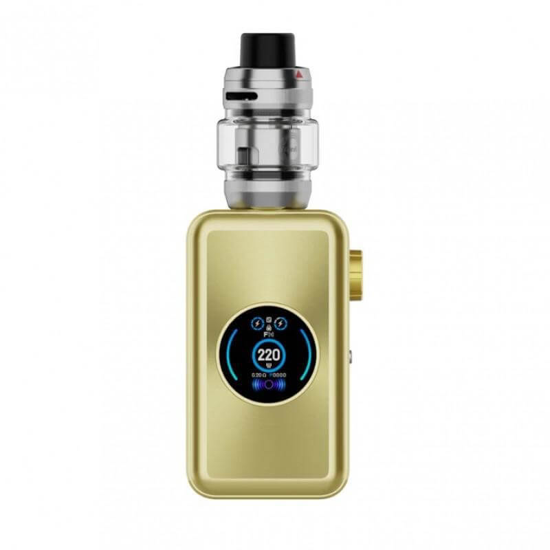 Vaporesso GEN Max Kit in gold with iTank T, featuring digital display and adjustable settings for DTL vaping.