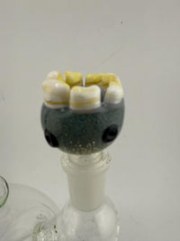 14mm teeth bowl piece by Lamp Dancer, crafted from borosilicate glass, featuring unique sculpted teeth design.