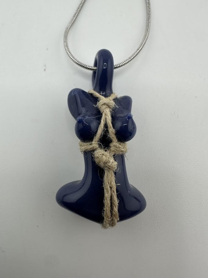Kt Scissor Baby Glass Pendant / Necklace -  Torso