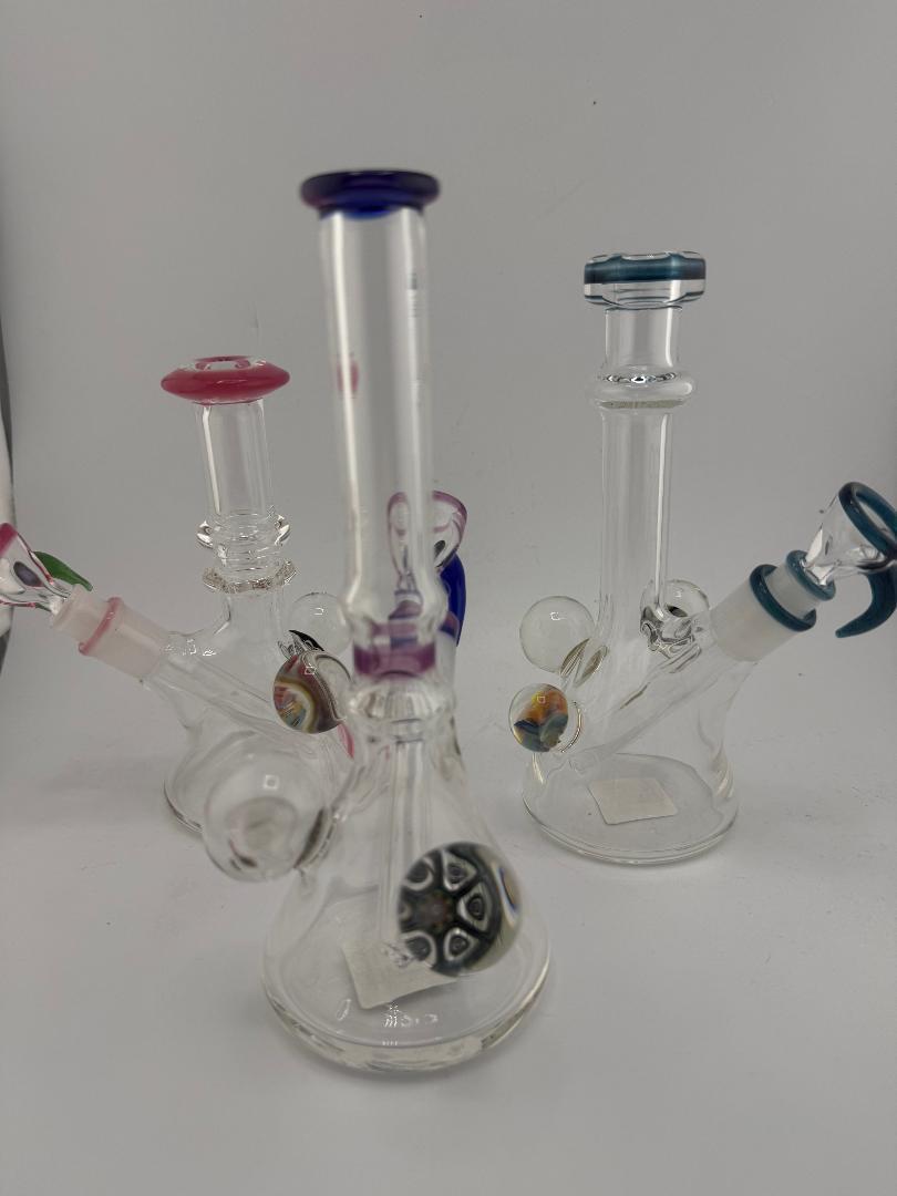 Lylo Glass Color Accent Mini Beakers – 10mm, handmade in Spokane, WA, featuring vibrant accents and compact design.