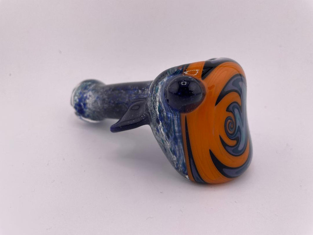 Highgrade Glass Dry Pipe -Multi Colored Frit w/ Reversal Wig Wag Cap
