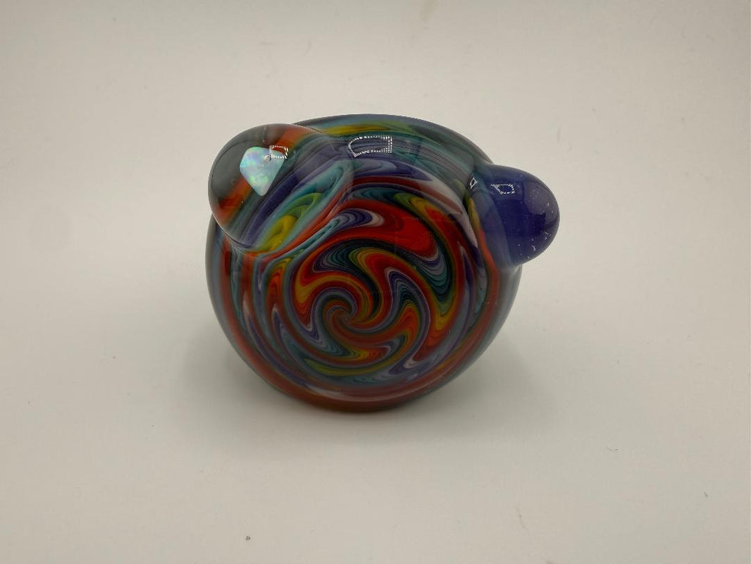 Highgrade Glass Rainbow Wig Wag Spoon with opal, featuring vibrant colors and a unique spiral design.