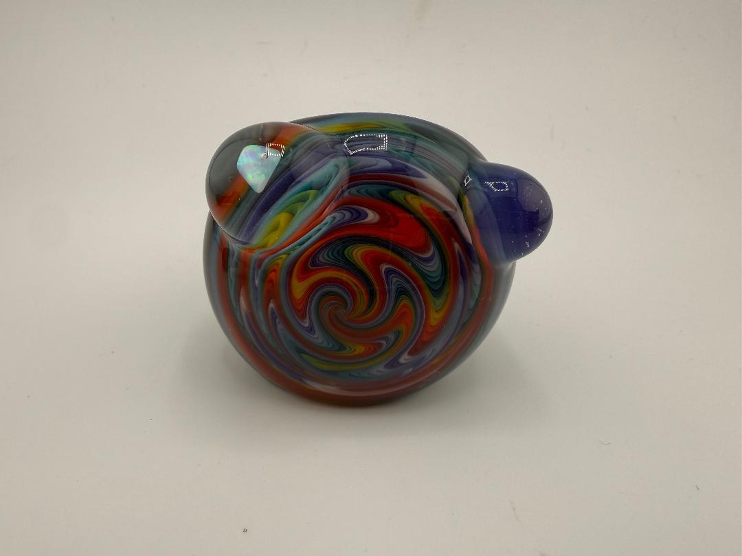 Highgrade Glass Rainbow Wig Wag Spoon with opal, featuring vibrant colors and a unique spiral design.