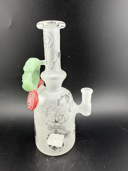 Brando Glass Christmas Sandblasted Moon Shine Jug w/ Santa Claus Pendant Attachment 10mm 90°