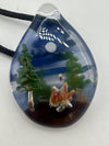 Crondo Glass Pendant - Painted Oval Scene