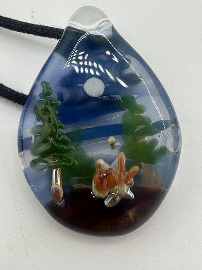 Crondo Glass Pendant - Painted Oval Scene