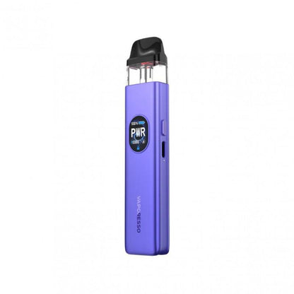 Vaporesso Xros 5 in purple color with POWER indicator and sleek design for enhanced vaping experience.