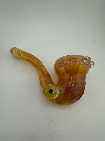 Pugsley Glass Sherlock Pipe – Fumed w/ Opal Encasements & Tactile Knobs