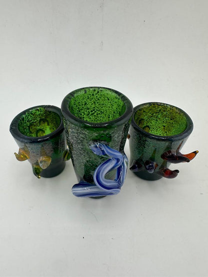 Paulson Pieces Green Glass Shot Glass with Horns – Handcrafted Glass Art