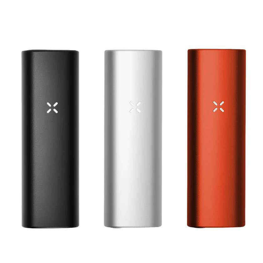 PAX Mini Portable Vaporizer in black, silver, and orange colors, designed for flower use and compatible with PAX accessories.