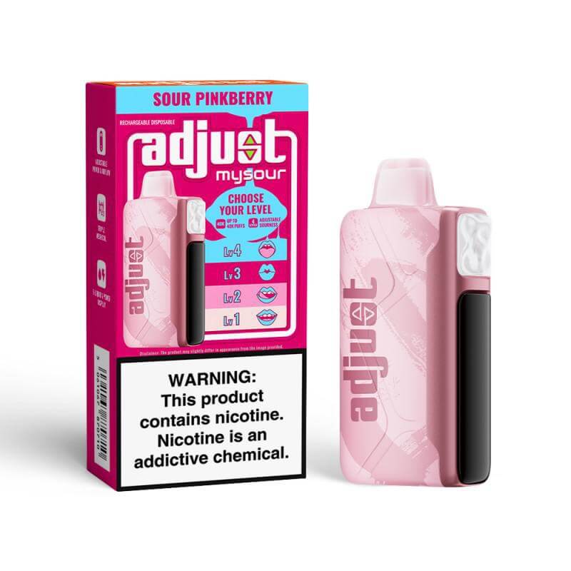 Adjust MySour 40K Disposable vape in Sour Pinkberry flavor with customizable sour levels.